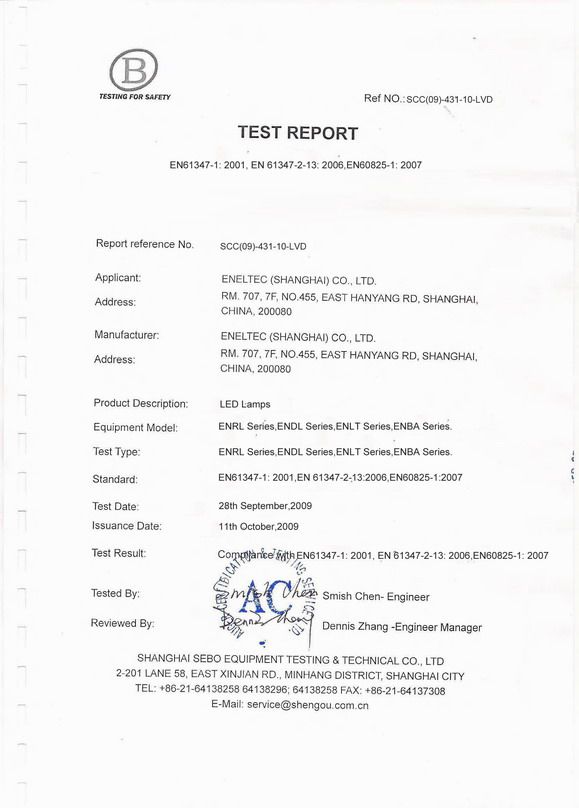 LVD rapport d'essai